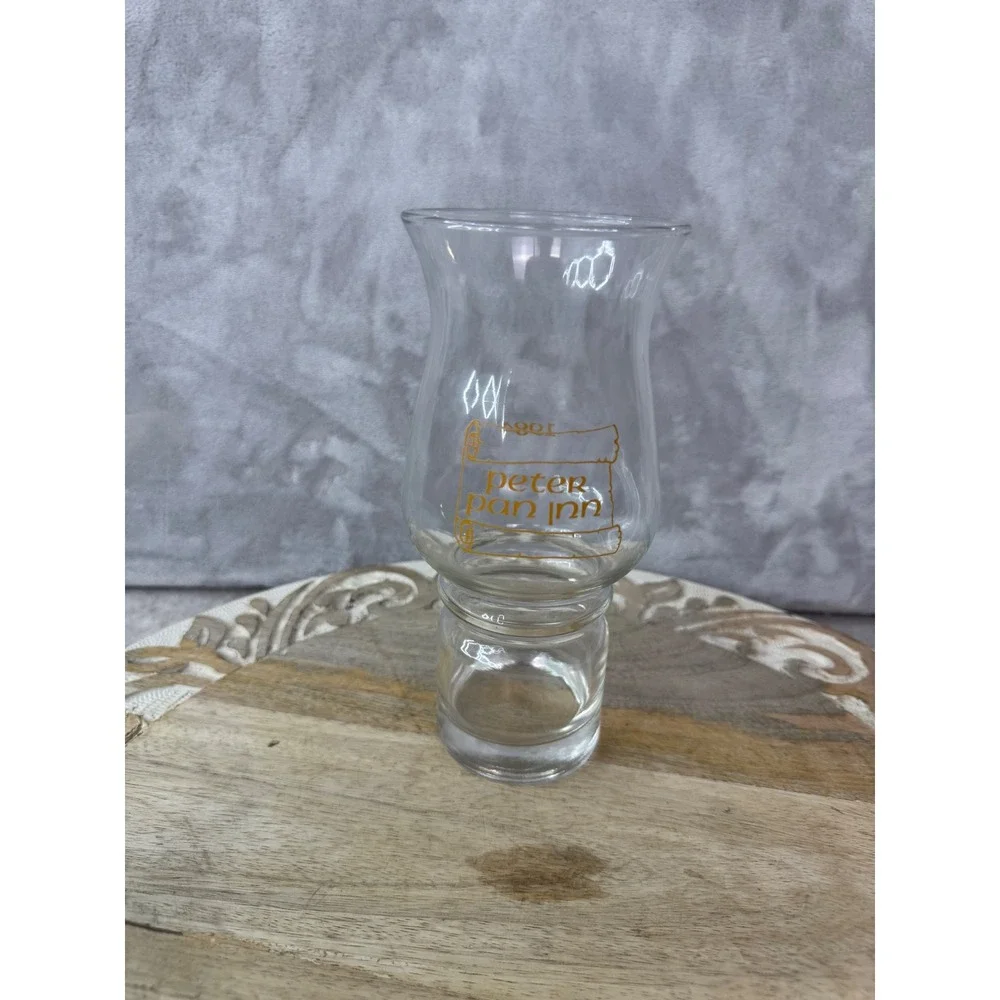 Vintage 1984 Peter‎ Pan Inn Urbana Maryland Restaurant Souvenir Glass Gold Logo